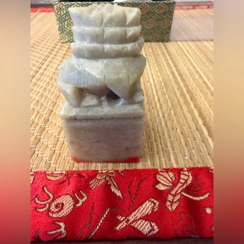 Pier 1 Chinese Joy Unity Stamp Set Carved Stone Chop Pot Red Paste Ink